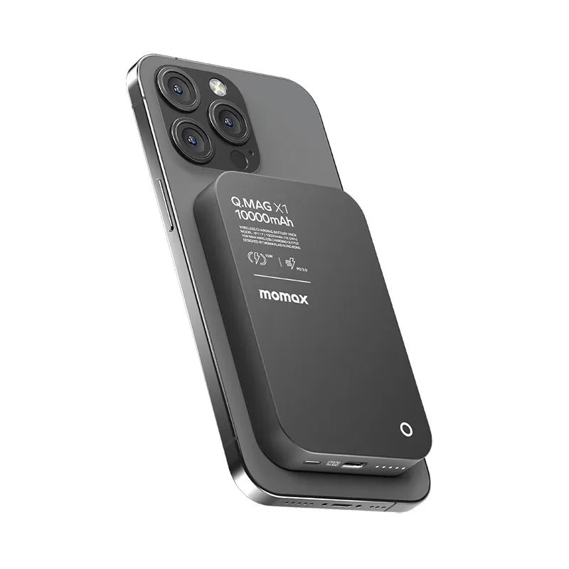 Магнитный повербанк MOMAX  10000mAh Magnetic wireless Battery Pack Чёрный