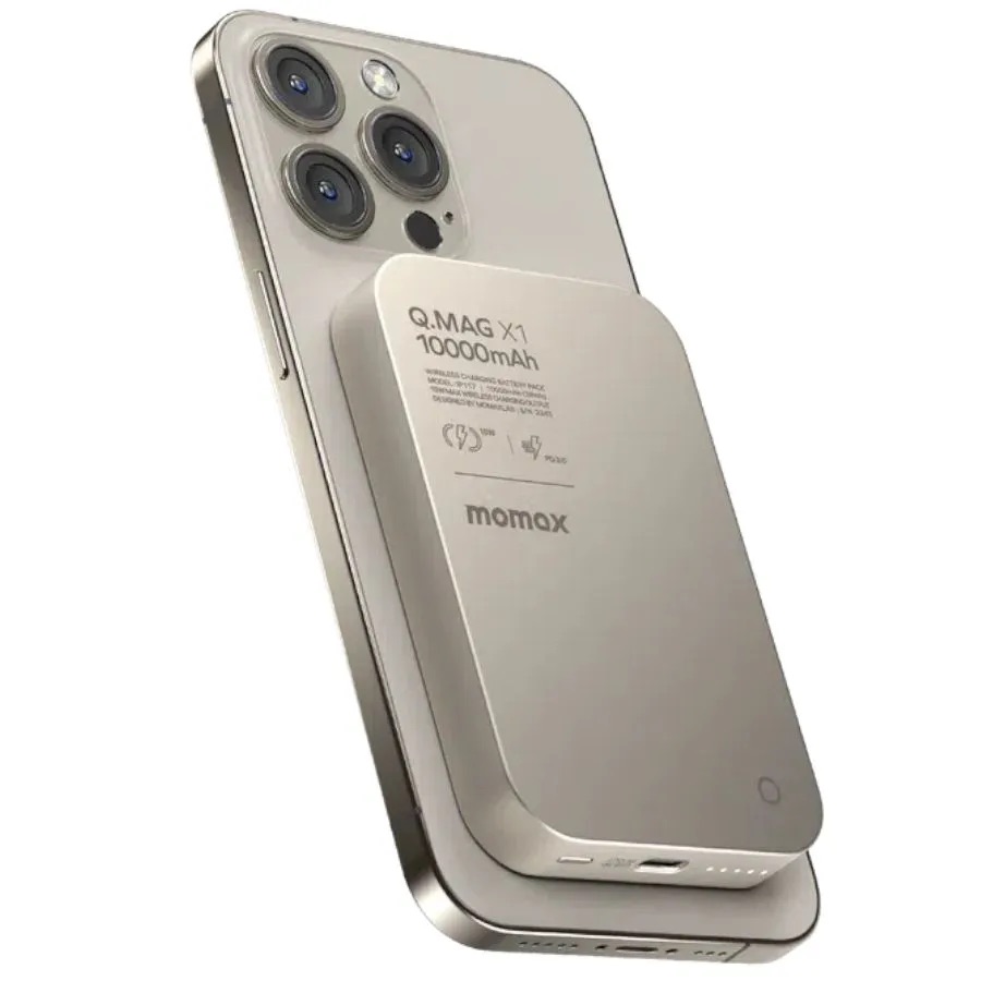 Магнитный повербанк MOMAX  10000mAh Magnetic wireless Battery Pack Титан