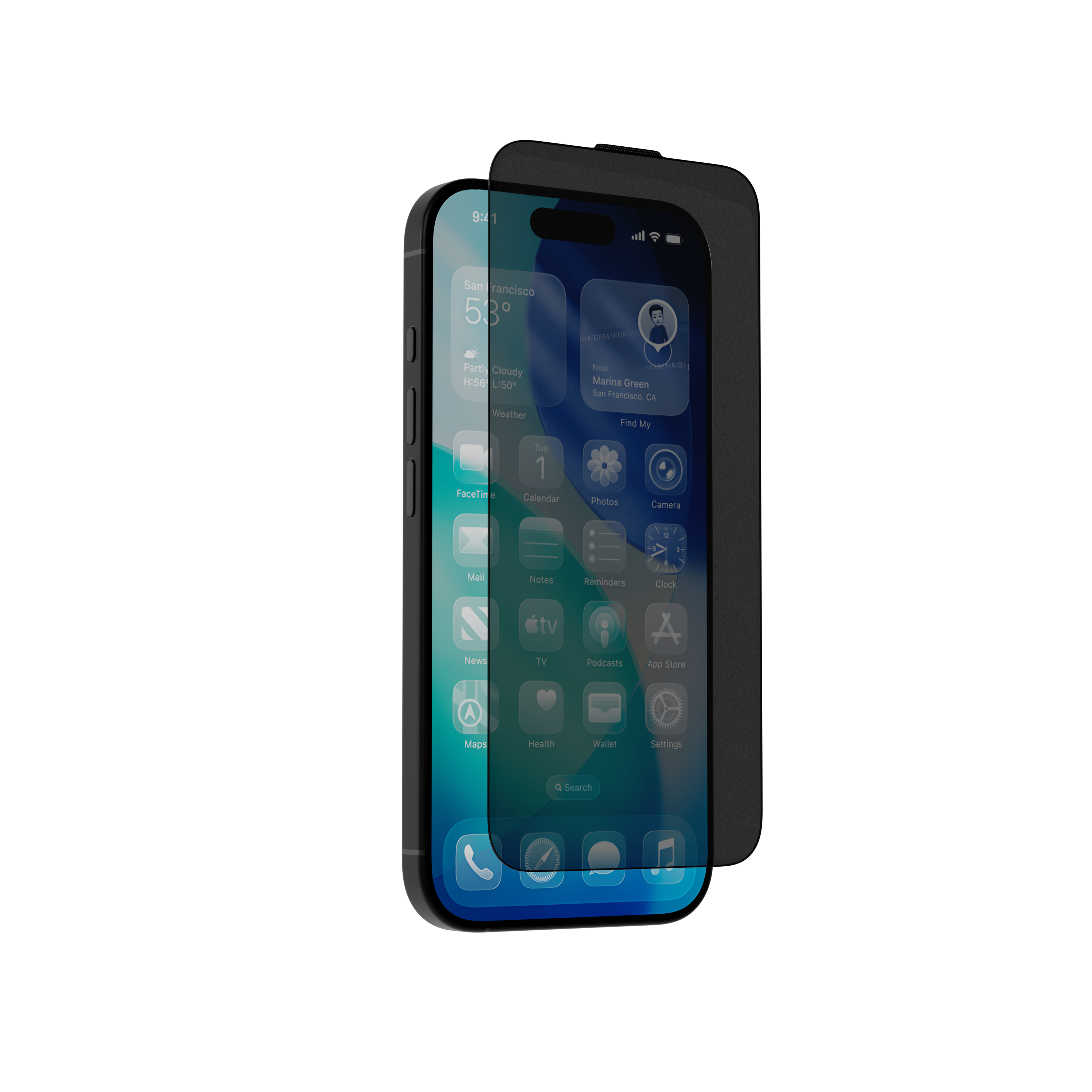 Защитное стекло AceCase - AceGlass Антишпион for iPhone 15/16