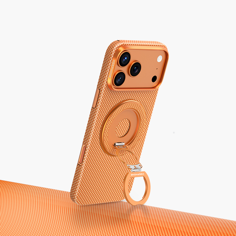 Магнитный держатель попсокет KEEPHONE KEVLAR GRIP CORAL ORANGE