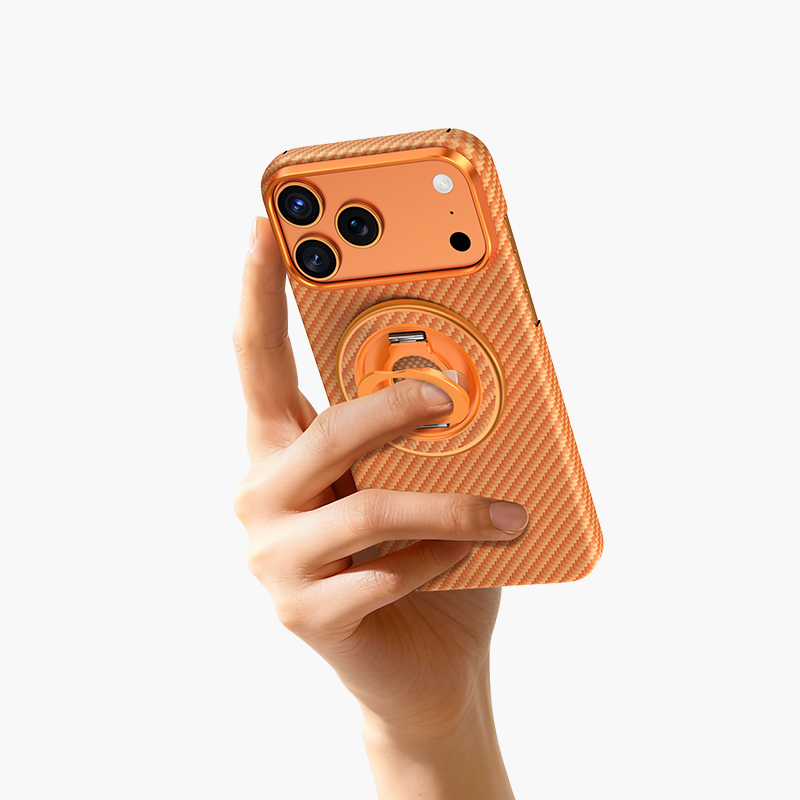 Магнитный держатель попсокет KEEPHONE KEVLAR GRIP CORAL ORANGE